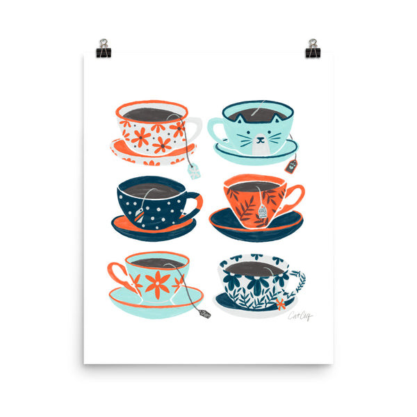 Tea Time - Coral and Teal