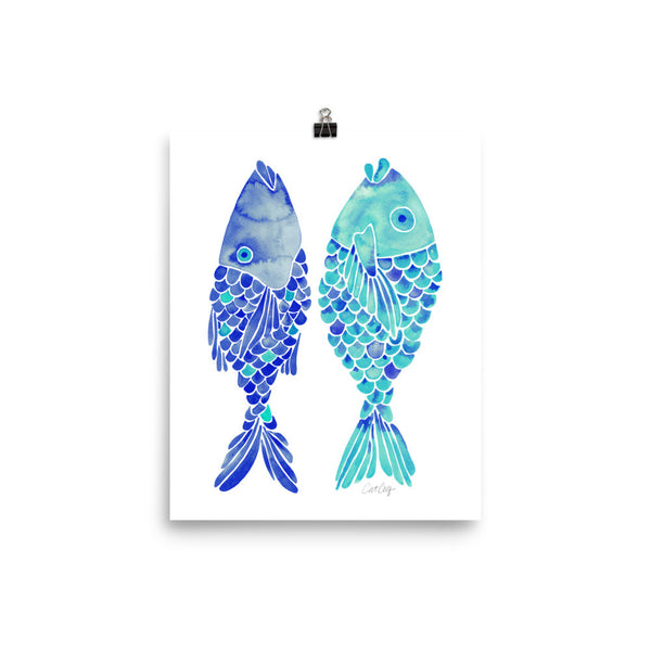 Indonesian Fish – Navy & Turquoise Palette • Art Print