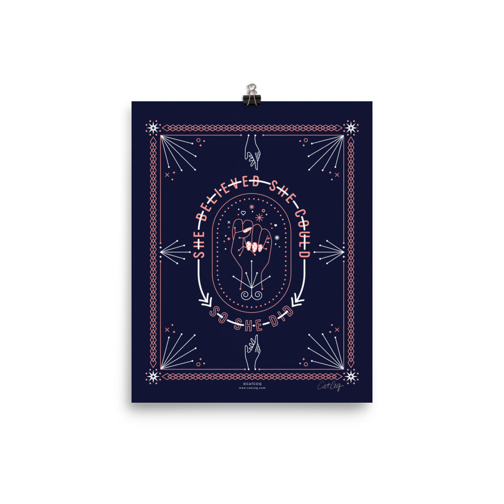 She Believed – Blush & Denim Palette • Art Print