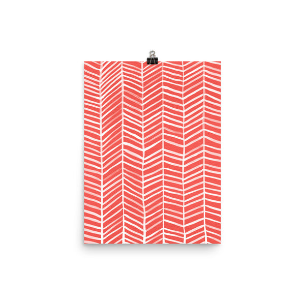 Herringbone – Coral Palette • Art Print