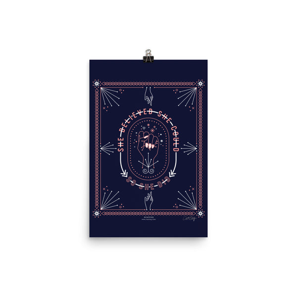 She Believed – Blush & Denim Palette • Art Print