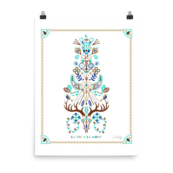 La Vie & La Mort – Turquoise & Brown Palette • Art Print