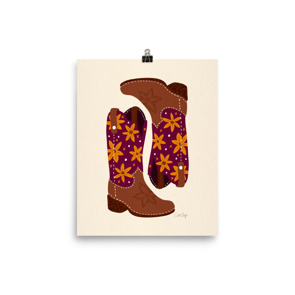 Cowgirl Boots – Fuchsia & Orange