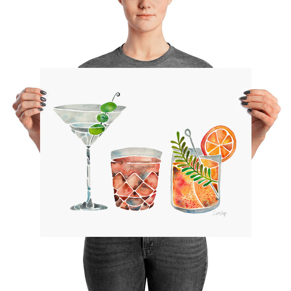Classic Cocktails  – 1960s Watercolor Lineup • Art Print