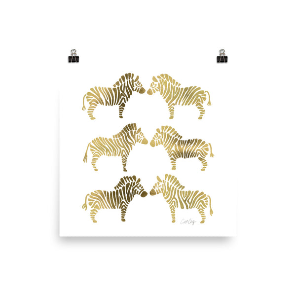 Zebras – Gold Palette • Art Print