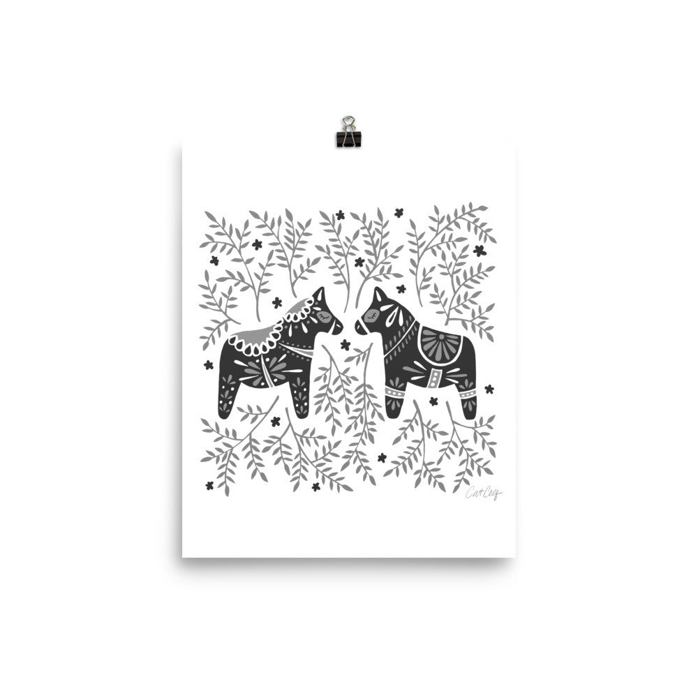 Swedish Dala Horses – Black Palette • Art Print