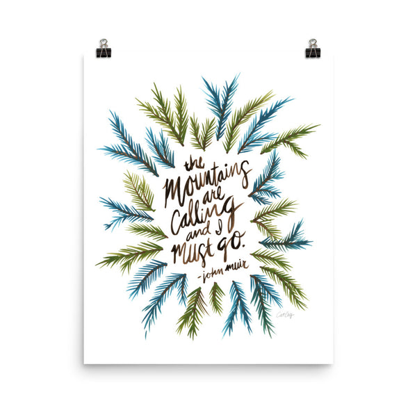 Mountains are Calling – Green Palette • Art Print