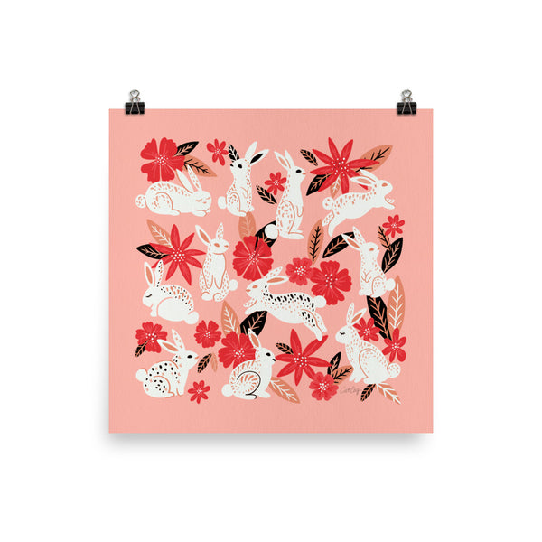 Bunnies and Blooms - Pink Black