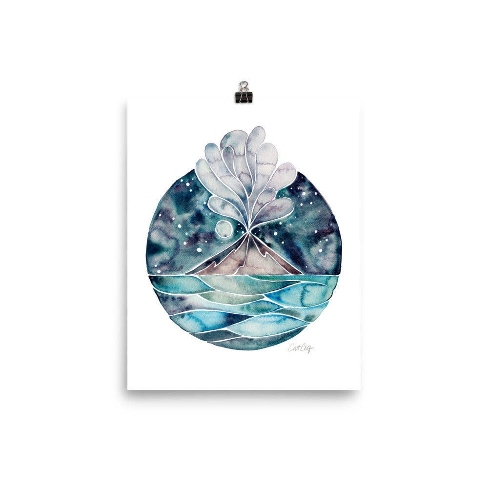 Stromboli Volcano at Midnight – Blue Palette • Art Print