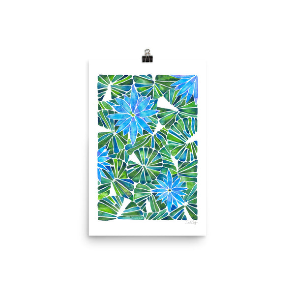 Water Lilies – Blue & Green Palette  •  Art Print