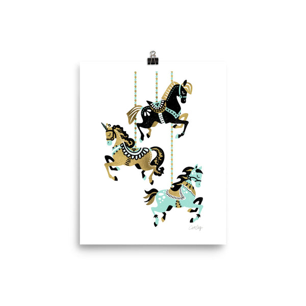 Carousel Horses - Mint Gold