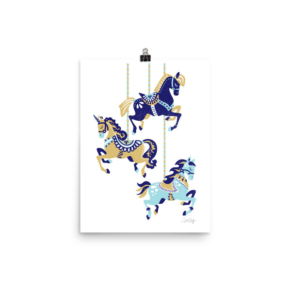 Carousel Horses - Navy Suede