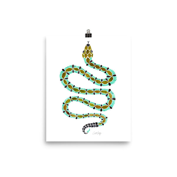 Serpent – Turquoise & Olive Palette • Art Print