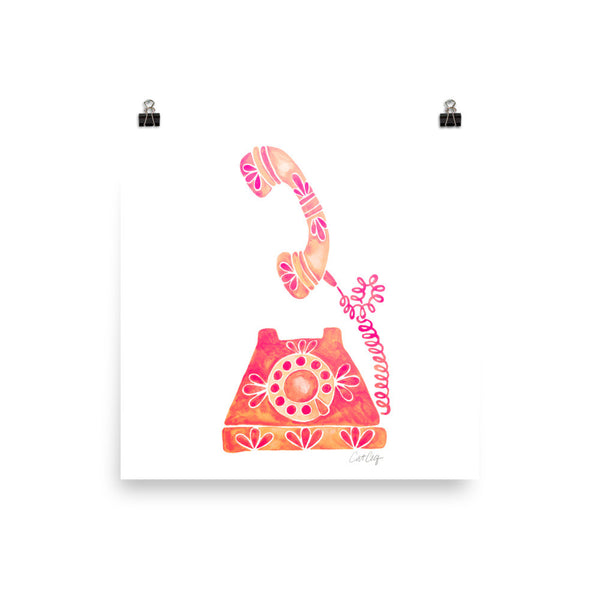 Vintage Rotary Phone – Peach Palette • Art Print