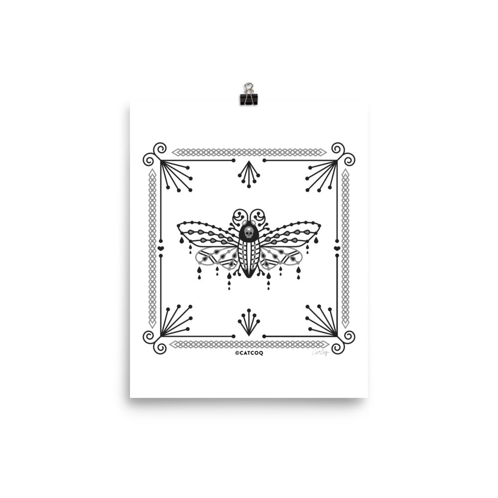 Death's Head Hawkmoth – Black & White Palette • Art Print