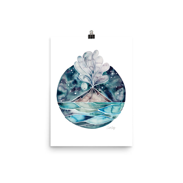 Stromboli Volcano at Midnight – Blue Palette • Art Print