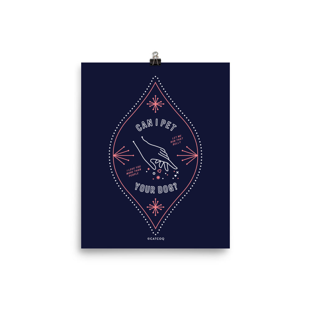 Can I Pet Your Dog – Navy & Blush Palette • Art Print