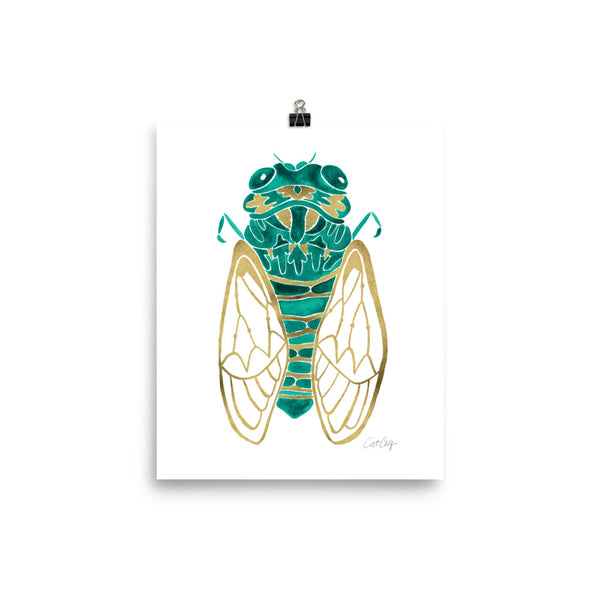 Cicada – Emerald & Gold Palette • Art Print