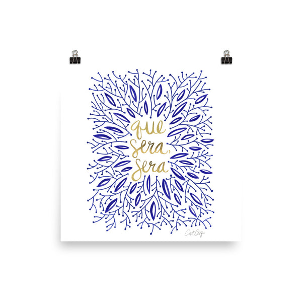 Whatever Will Be, Will Be – Illustrated Navy & Gold • Art Print