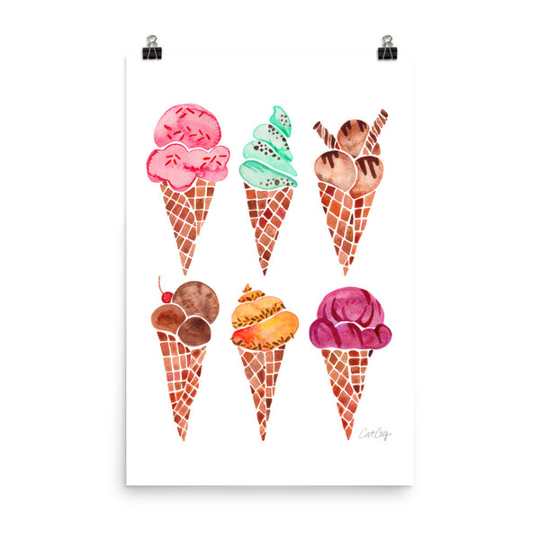 Ice Cream Cones – Rainbow Palette • Art Print