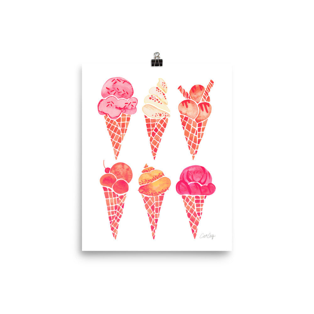 Ice Cream Cones – Peachy Pink Palette • Art Print