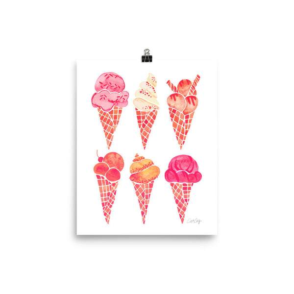 Ice Cream Cones – Peachy Pink Palette • Art Print