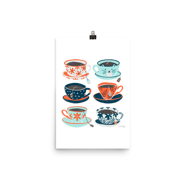 Tea Time - Coral and Teal