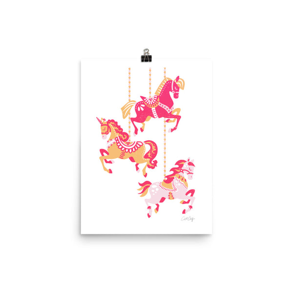 Carousel Horses- Pink Orange