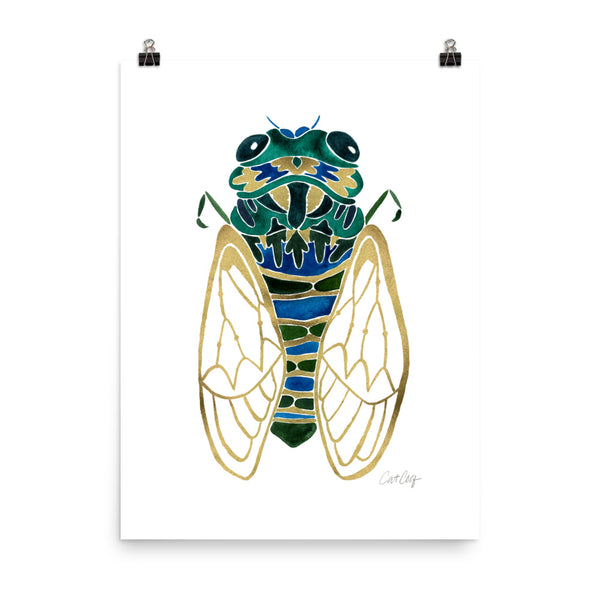 Cicada – Green & Gold Palette • Art Print