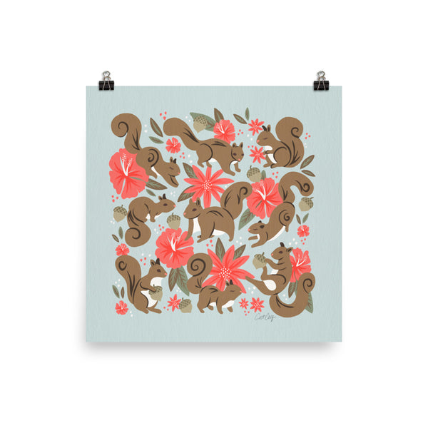 Squirrels & Blooms – Russet & Coral