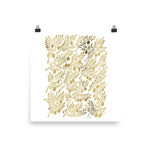 Olive Branches – Gold Palette • Art Print