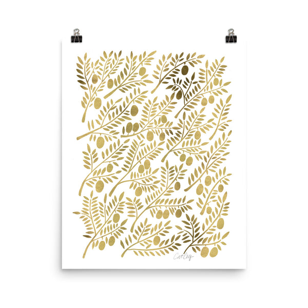 Olive Branches – Gold Palette • Art Print