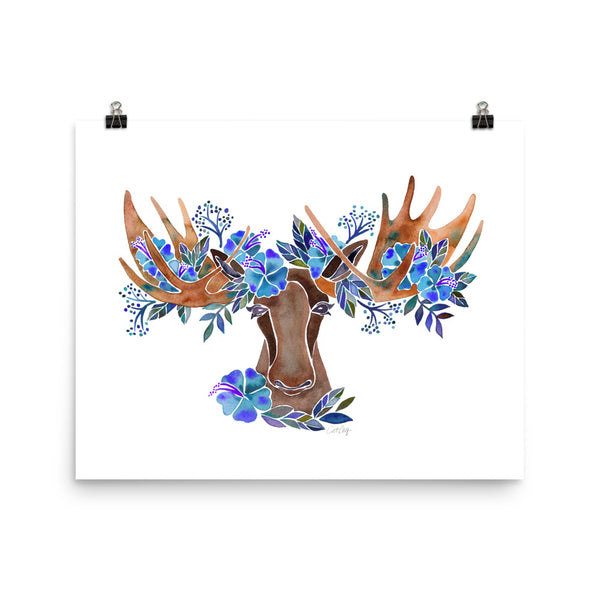 Floral Moose - Blue