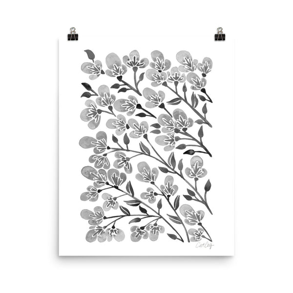 Cherry Blossoms – Grey Palette • Art Print