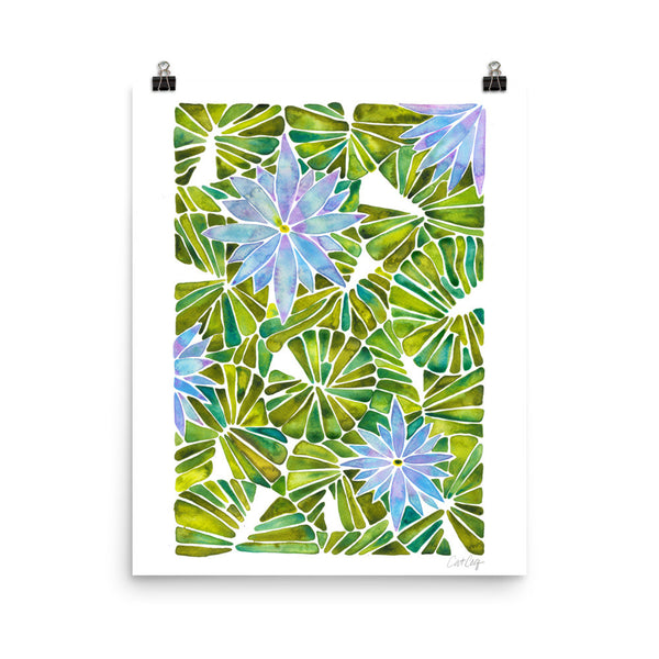 Water Lilies – Lavender & Green Palette  •  Art Print