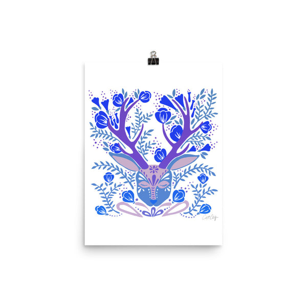 Floral Antlers – Blue Palette • Art Print