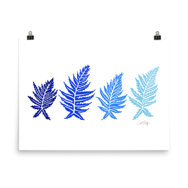 Inked Ferns – Blue Ombré Ink • Art Print