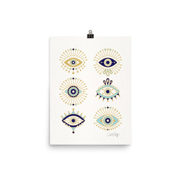 Evil Eyes – White Background • Art Print