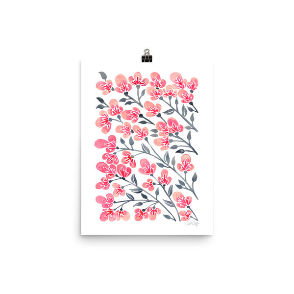 Cherry Blossoms – Pink & Grey Palette • Art Print