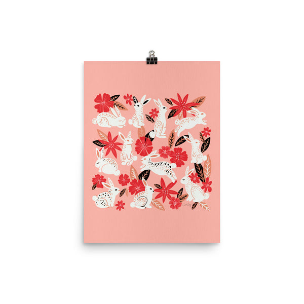 Bunnies and Blooms - Pink Black