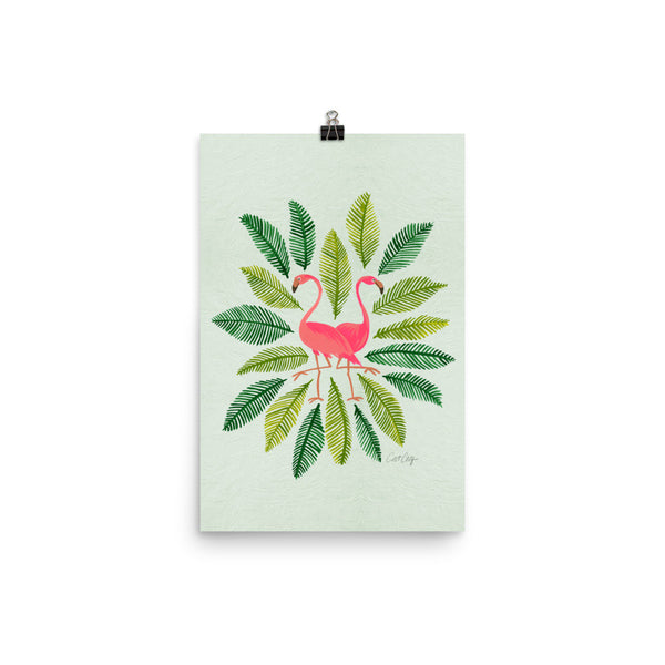 Flamingos and Fronds • Art Print