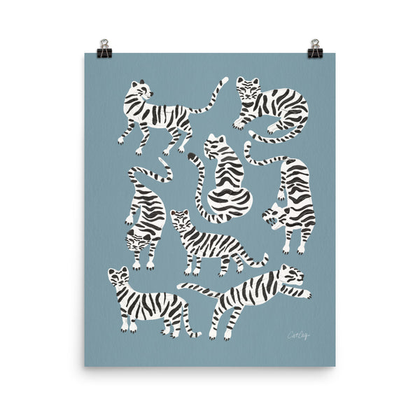 Tiger Collection - White on Blue