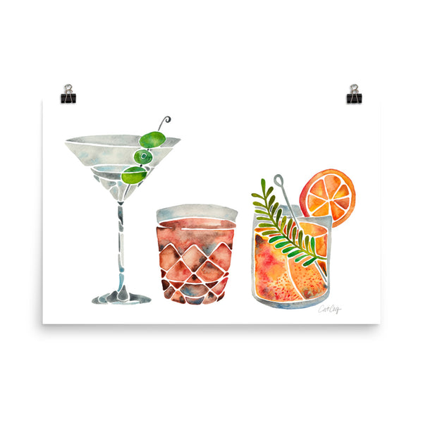 Classic Cocktails  – 1960s Watercolor Lineup • Art Print