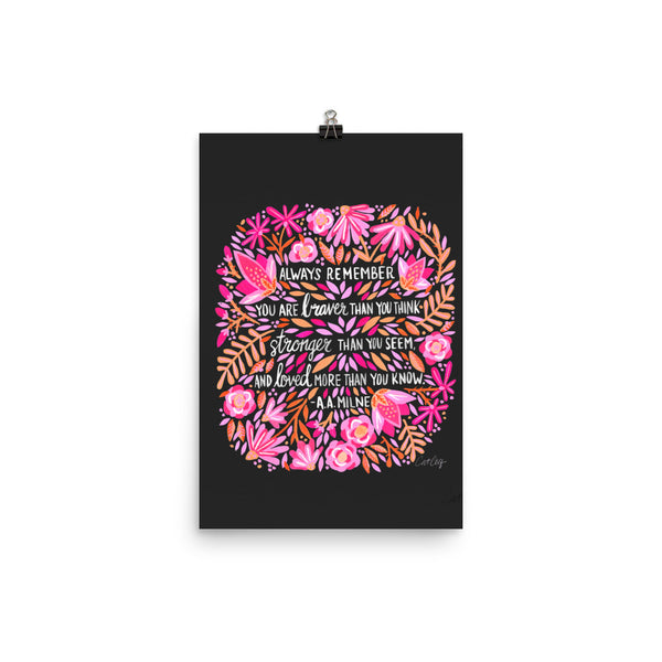 Always Remember – Pink on Charcoal • Art Print