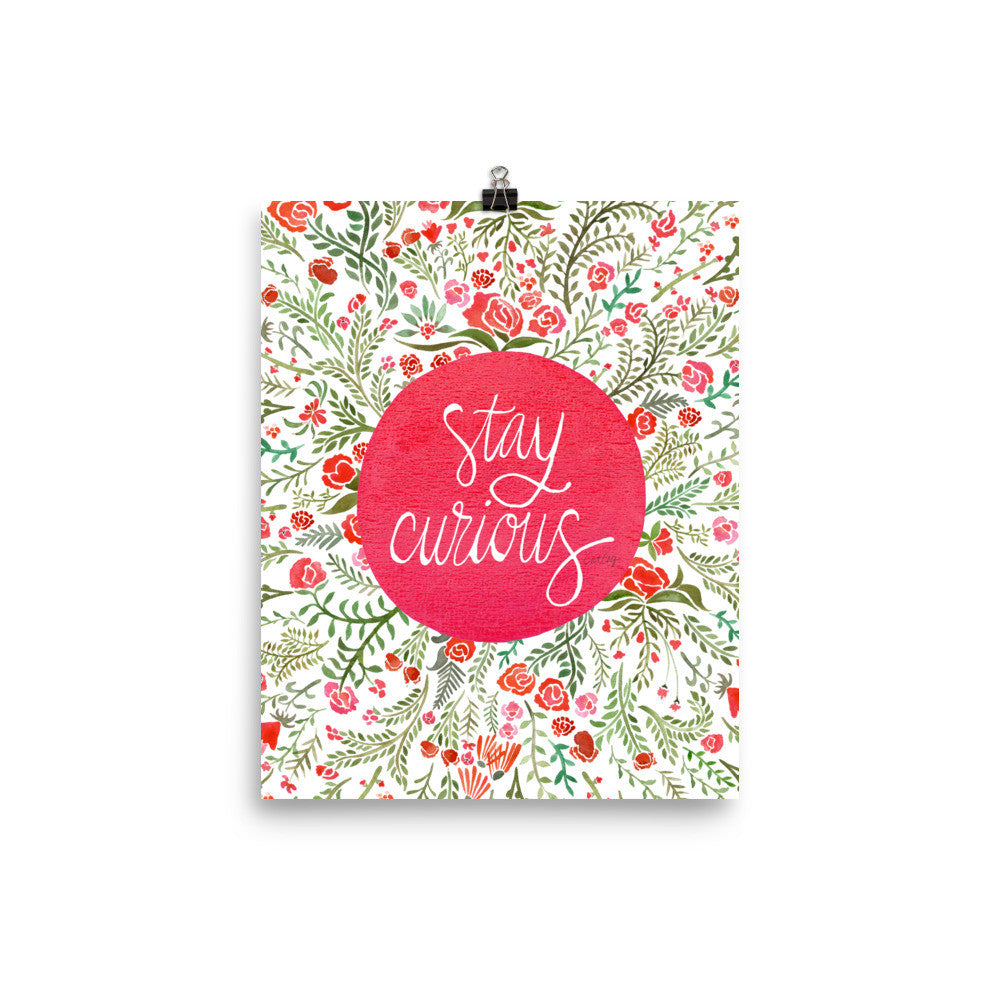 Stay Curious – Pink & Green Palette • Art Print