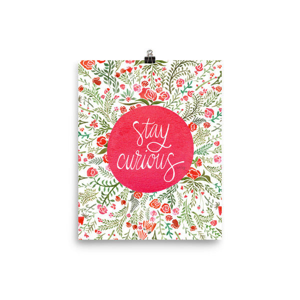 Stay Curious – Pink & Green Palette • Art Print
