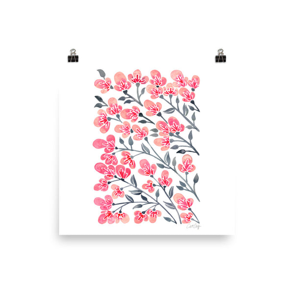 Cherry Blossoms – Pink & Grey Palette • Art Print