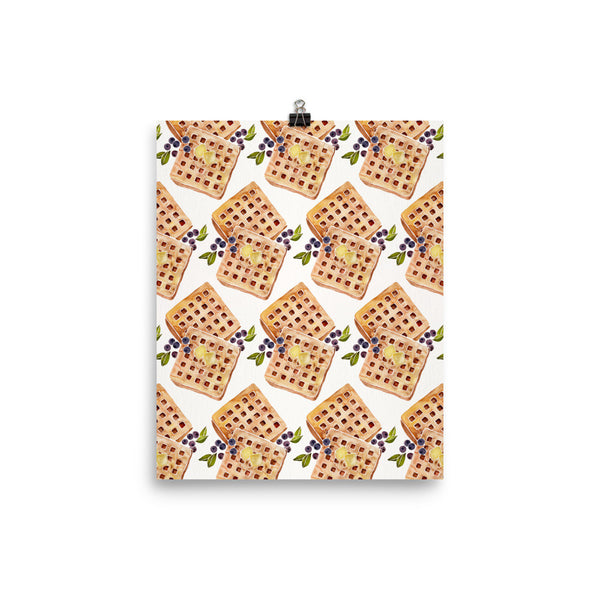 Blueberry Breakfast Waffle Pattern • Art Print