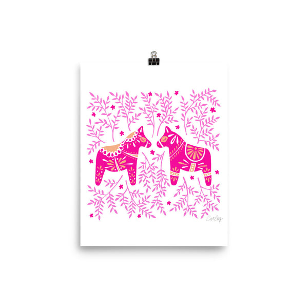 Swedish Dala Horses – Pink Palette • Art Print