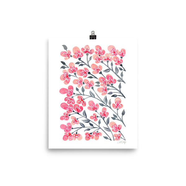 Cherry Blossoms – Pink & Grey Palette • Art Print
